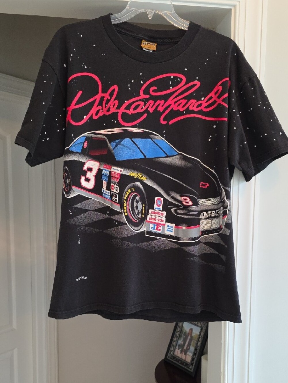 Vintage RARE Dale Earnhardt Racing Graphic Tee - Black with Red & Blue SIZE XL - Picture 6 of 15